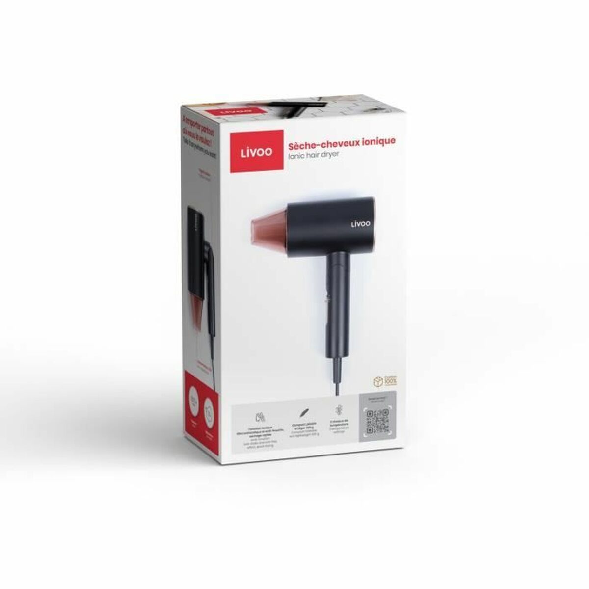 Secador de Pelo Livoo DOS173 Negro/Rosa 1600 W