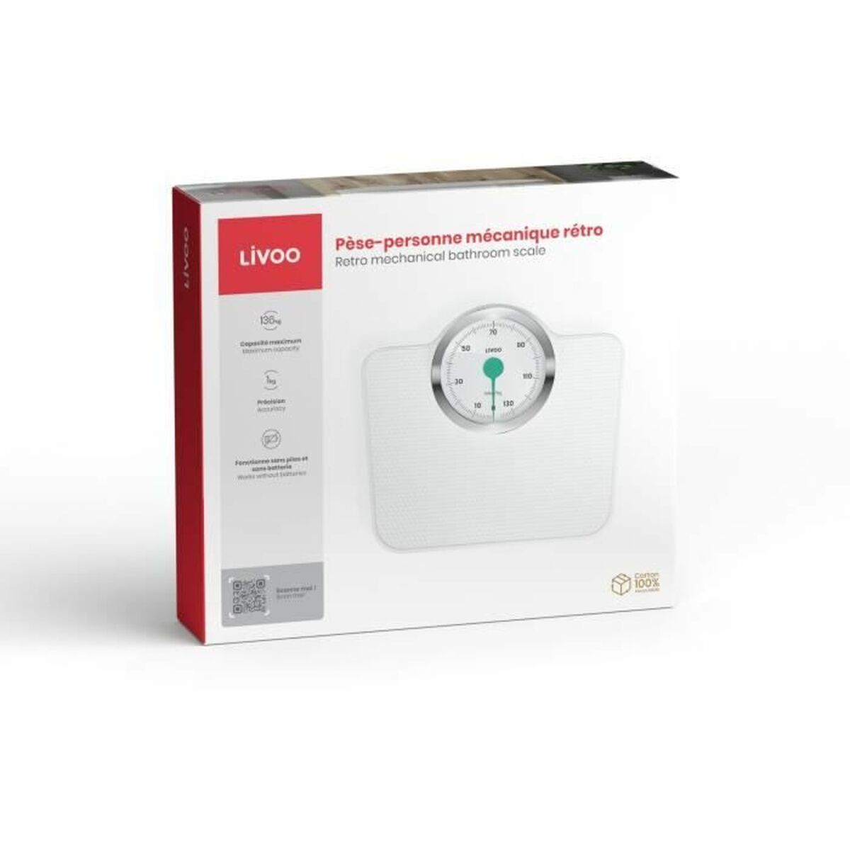 Báscula Digital de Baño Livoo DOM490 Blanco Metal