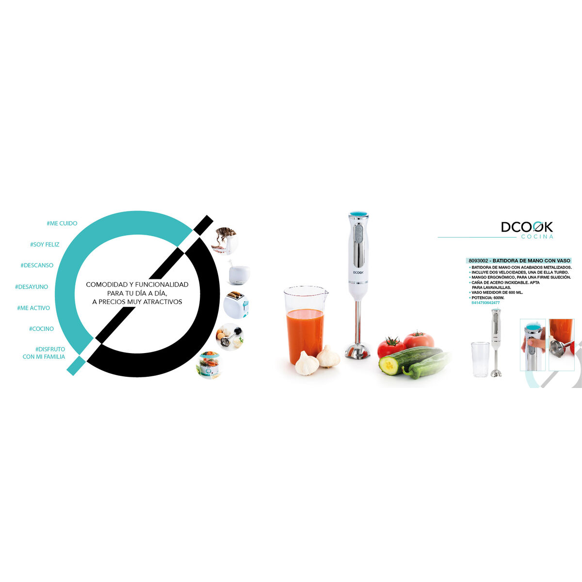 Batidora de Mano Dcook Gallery Blanco 600 W