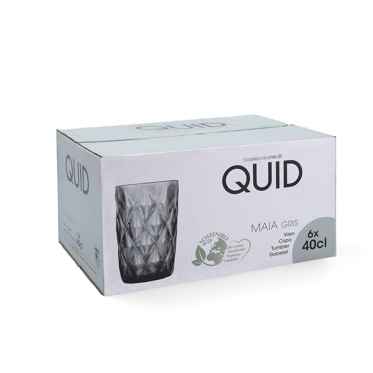 Vaso Quid Maia Azul Vidrio 400 ml (6 Unidades)