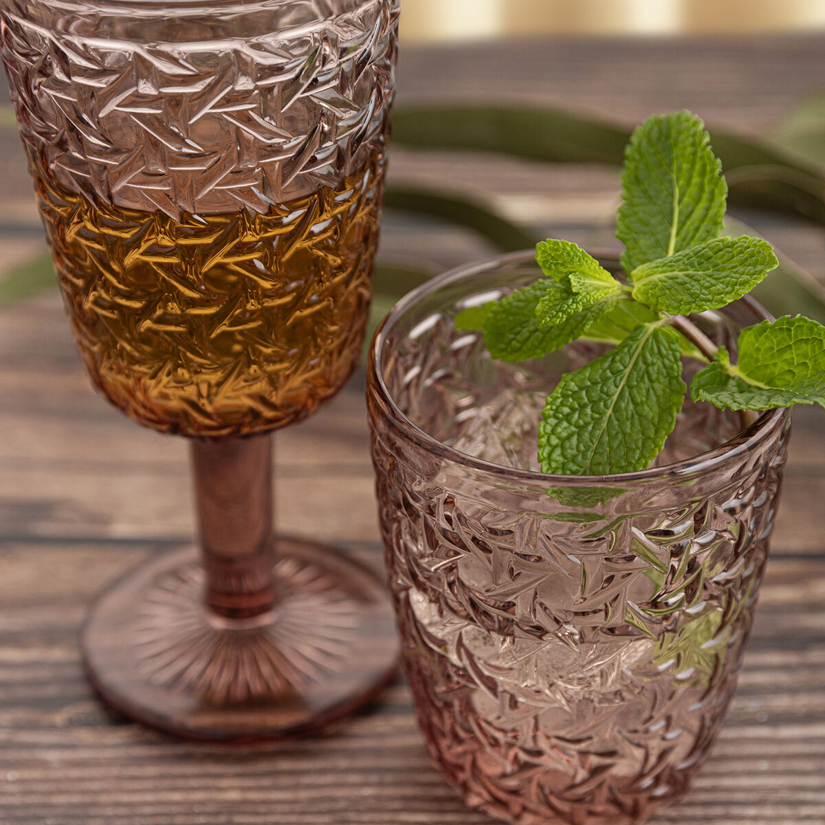 Vaso Bidasoa Agata Rosa Vidrio 300 ml (6 Unidades)