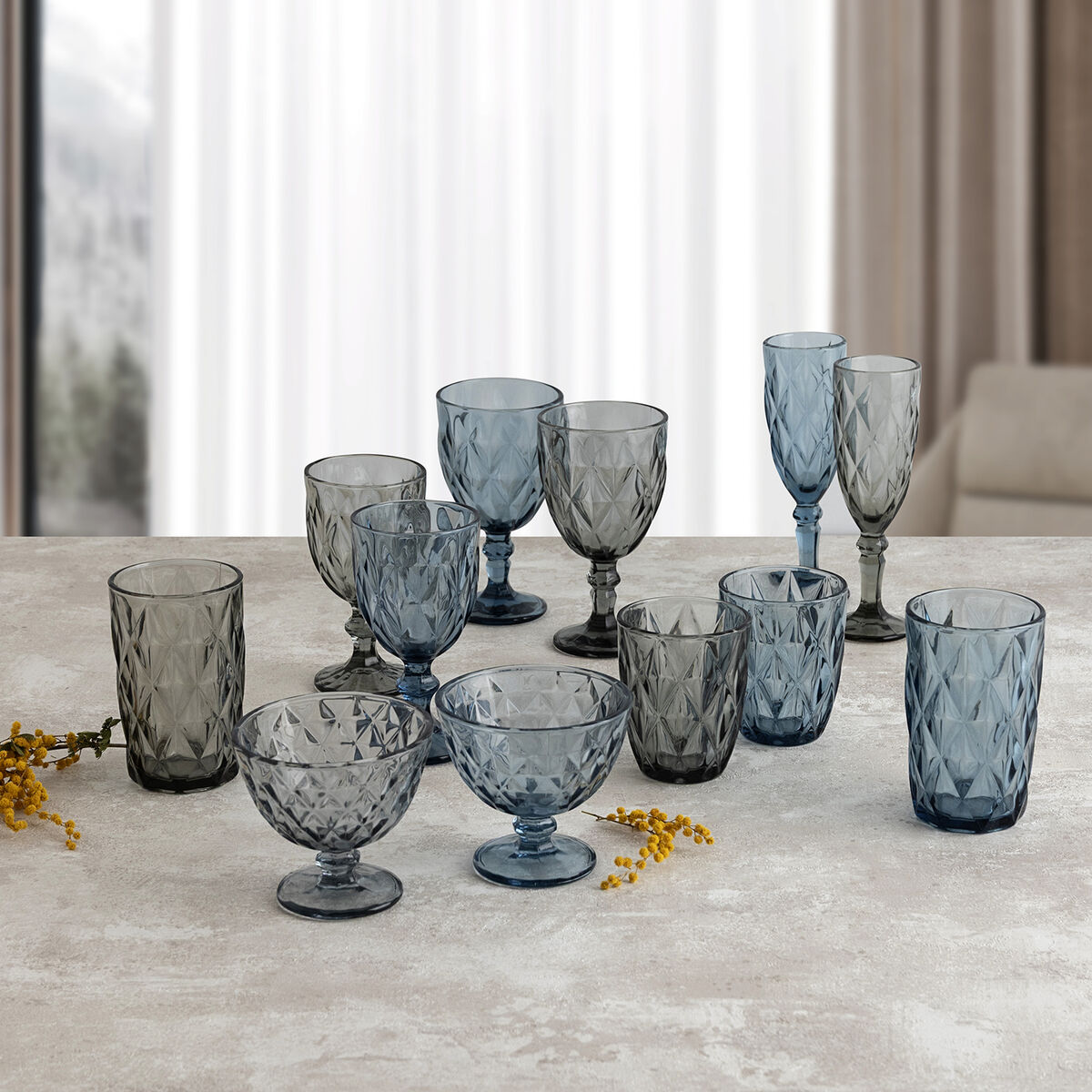 Vaso Quid Maia Azul Vidrio 280 ml (6 Unidades)