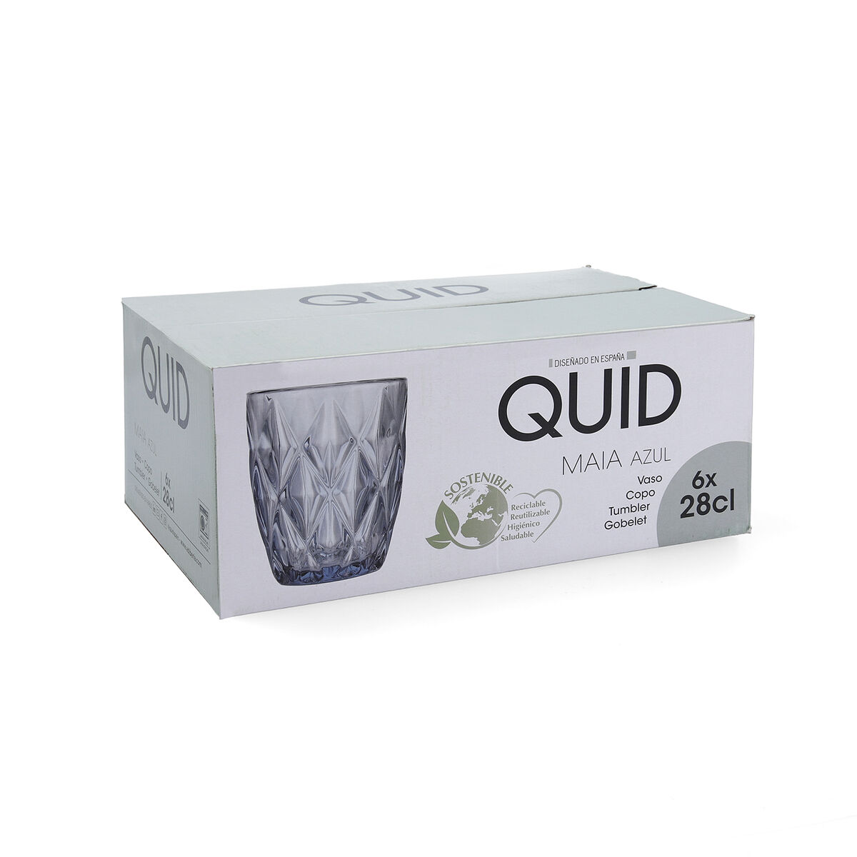 Vaso Quid Maia Azul Vidrio 280 ml (6 Unidades)
