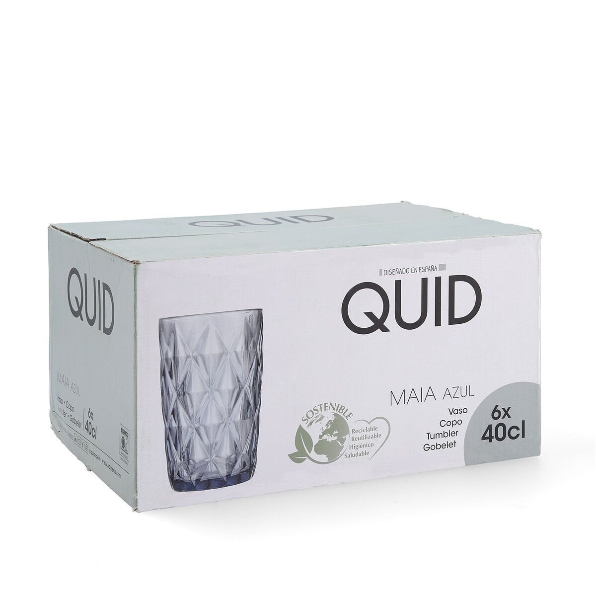 Vaso Quid Maia Azul Vidrio 400 ml (6 Unidades)