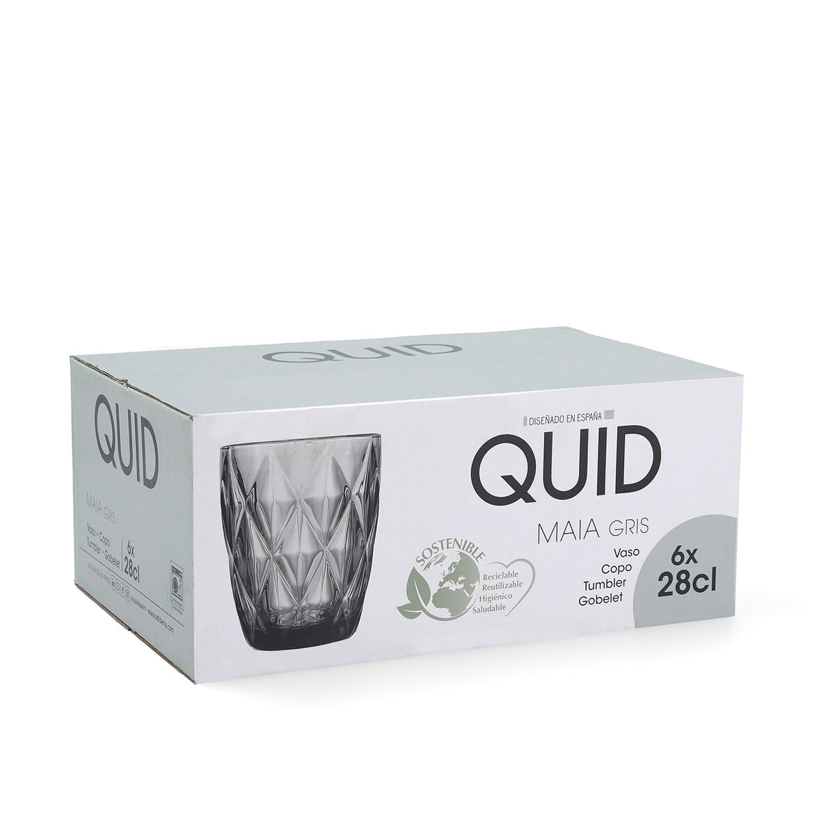 Vaso Quid Maia Azul Vidrio 280 ml (6 Unidades)