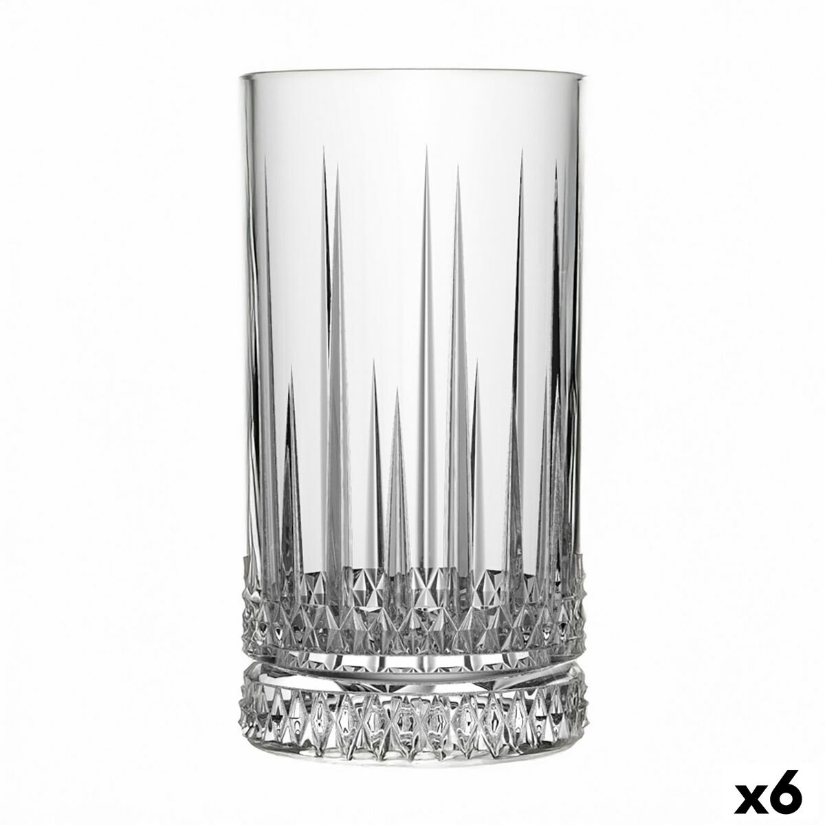 Vaso Quid Style Transparente Vidrio Rayas 460 ml (6 Unidades)
