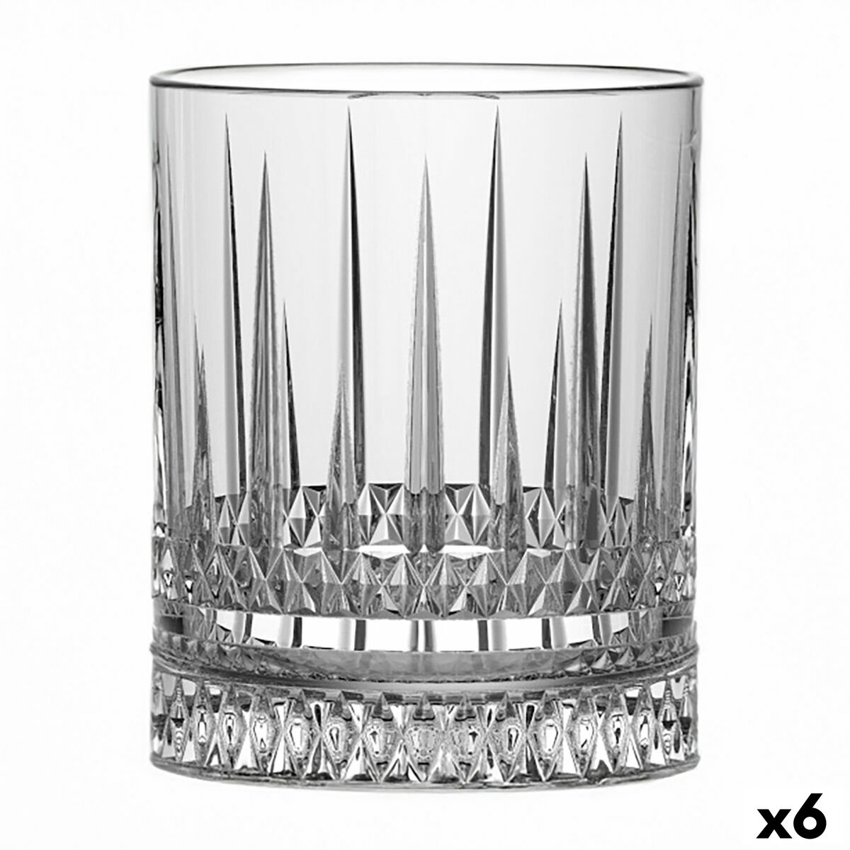 Vaso Quid Style Transparente Vidrio Rayas 370 ml (6 Unidades)