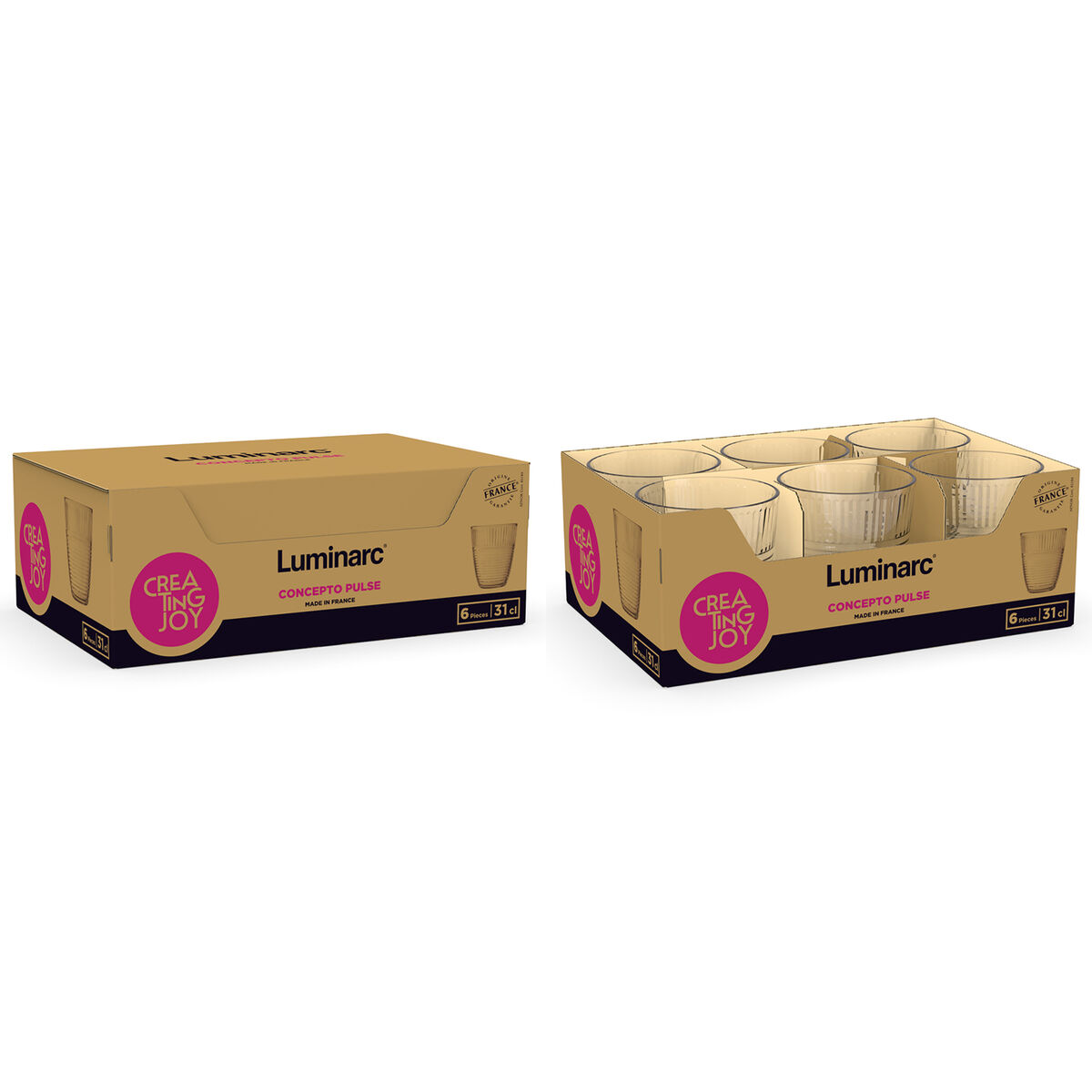 Vaso de agua Luminarc Concepto Transparente Vidrio 310 ml (6 Unidades)