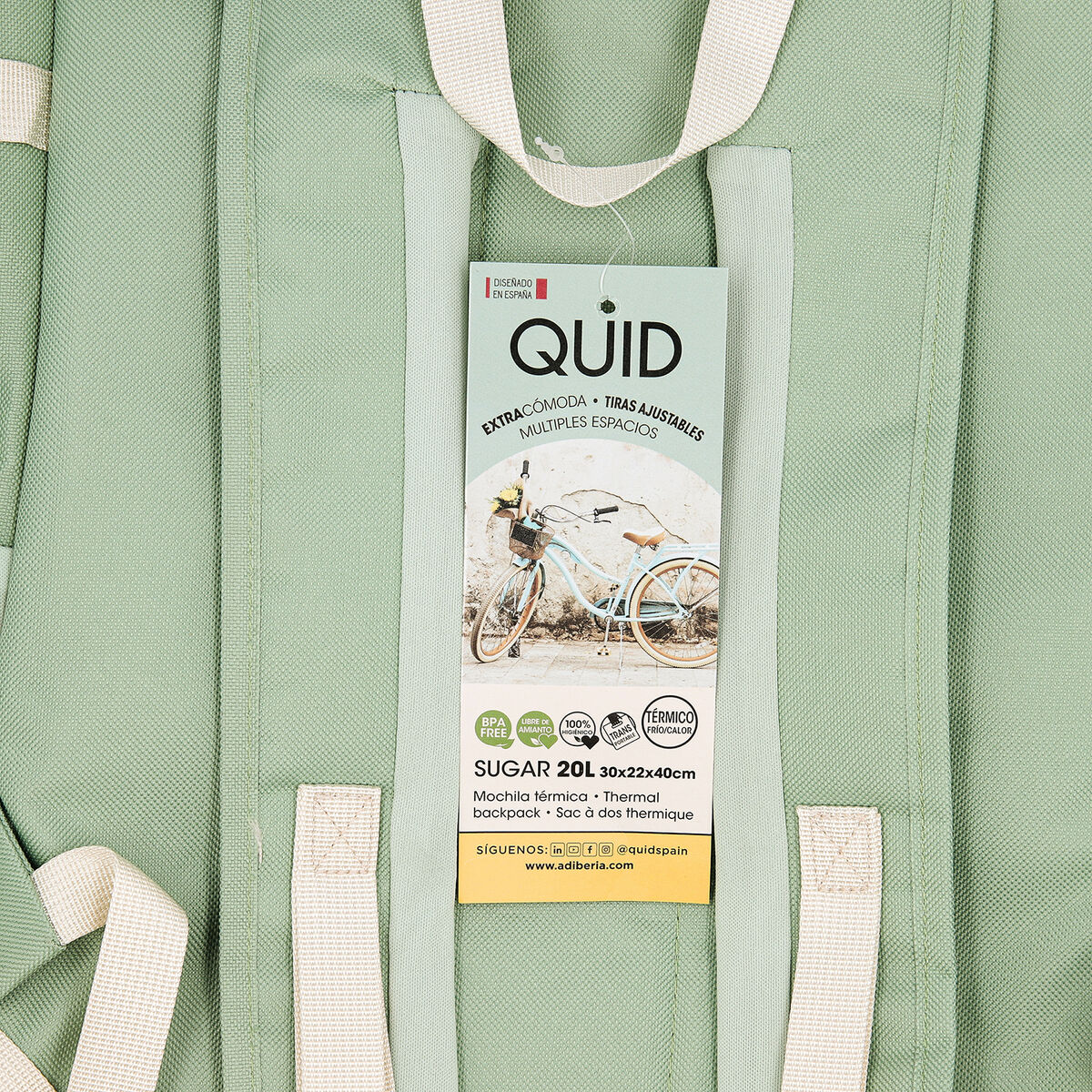 Mochila Nevera Quid Sugar Verde Textil 20 L 30 x 22 x 4 cm (6 Unidades)