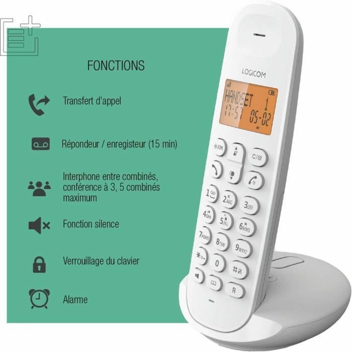 Teléfono Inalámbrico Logicom DECT ILOA 155T SOLO Blanco