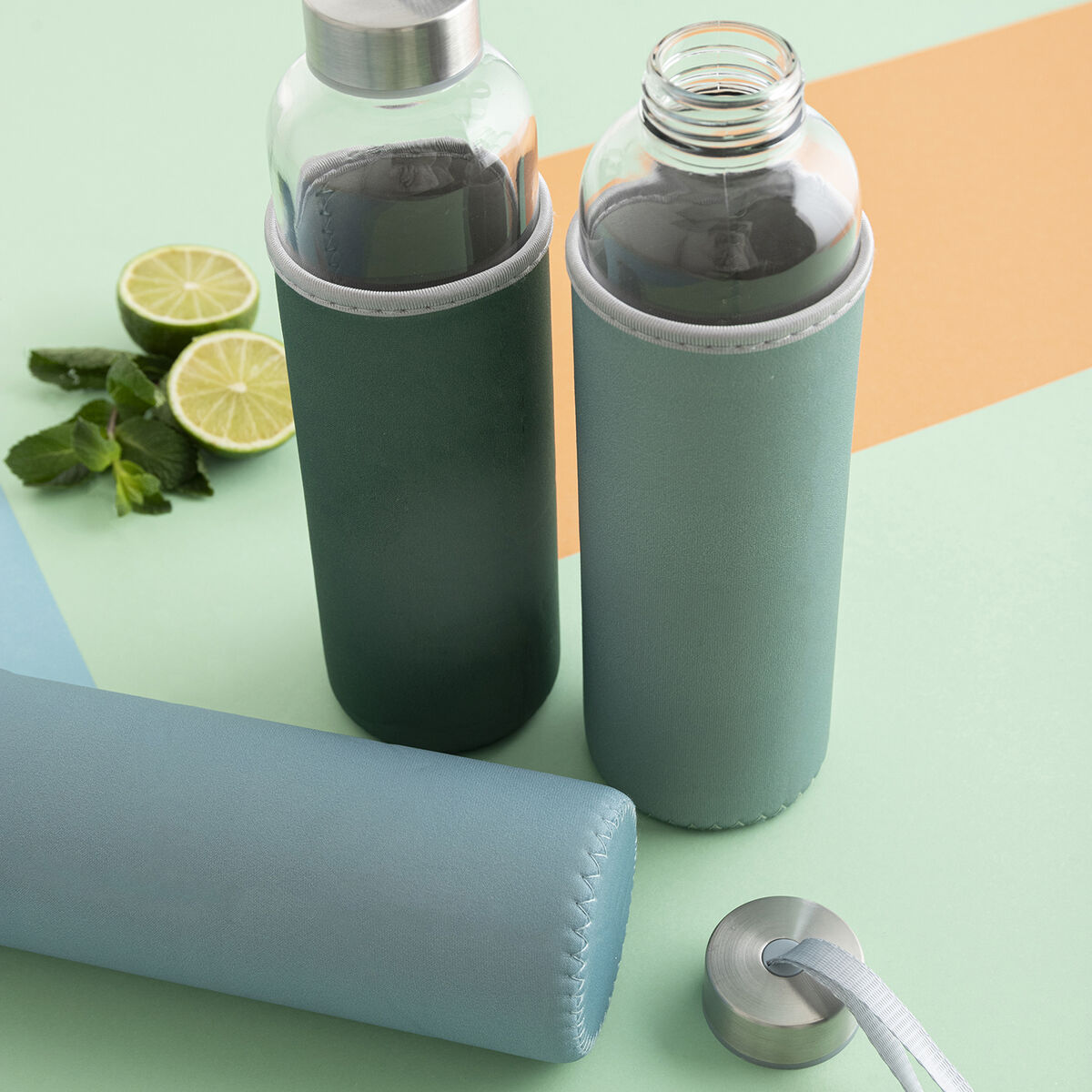 Botella de Agua Quid Quidate Gris Vidrio 600 ml (12 Unidades)