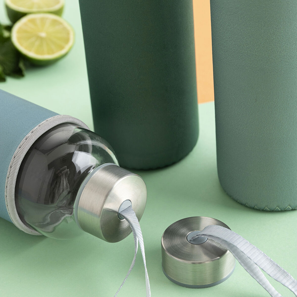 Botella de Agua Quid Quidate Gris Vidrio 600 ml (12 Unidades)