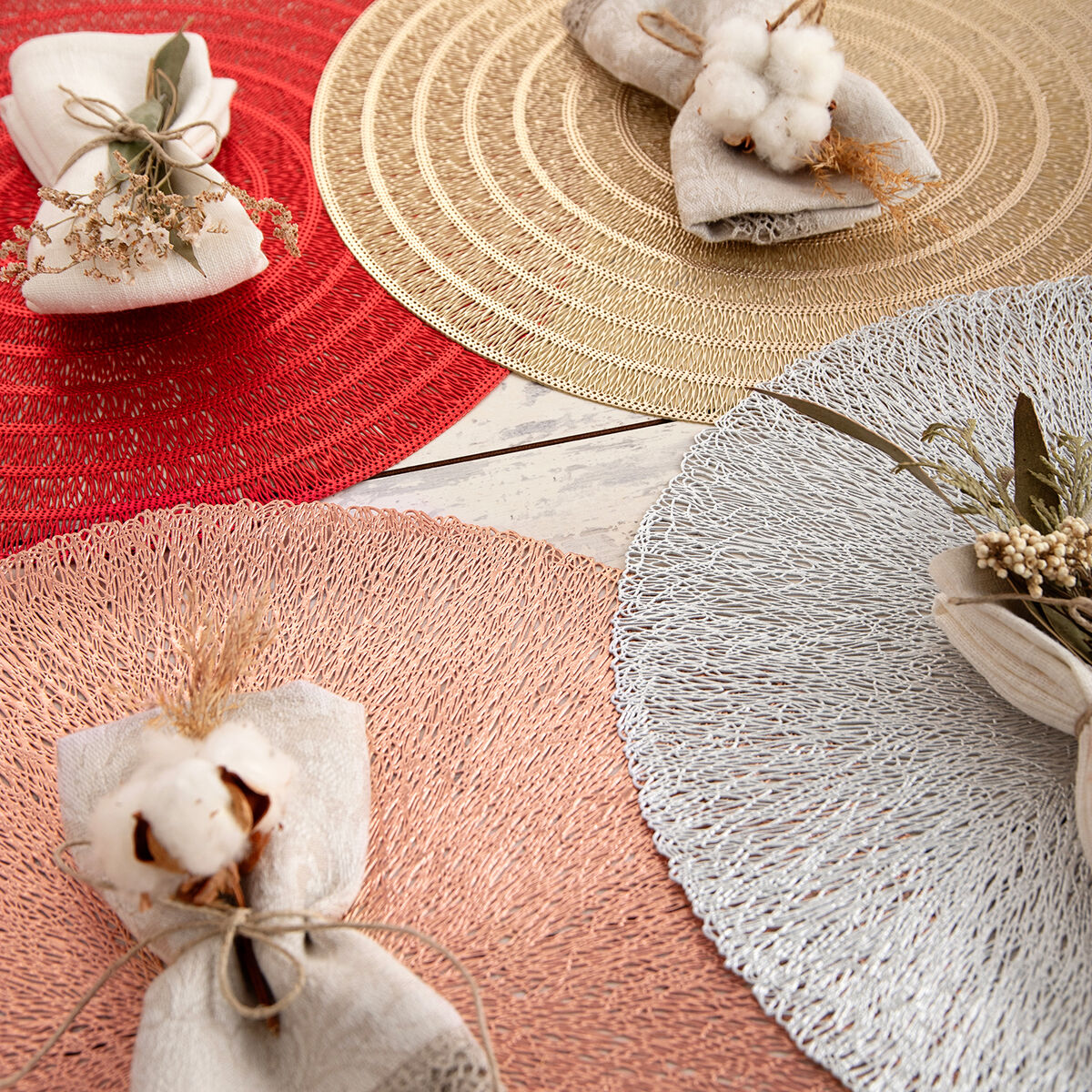 Salvamantel Quid Habitat Plateado Plástico Ø 38 cm (12 Unidades)