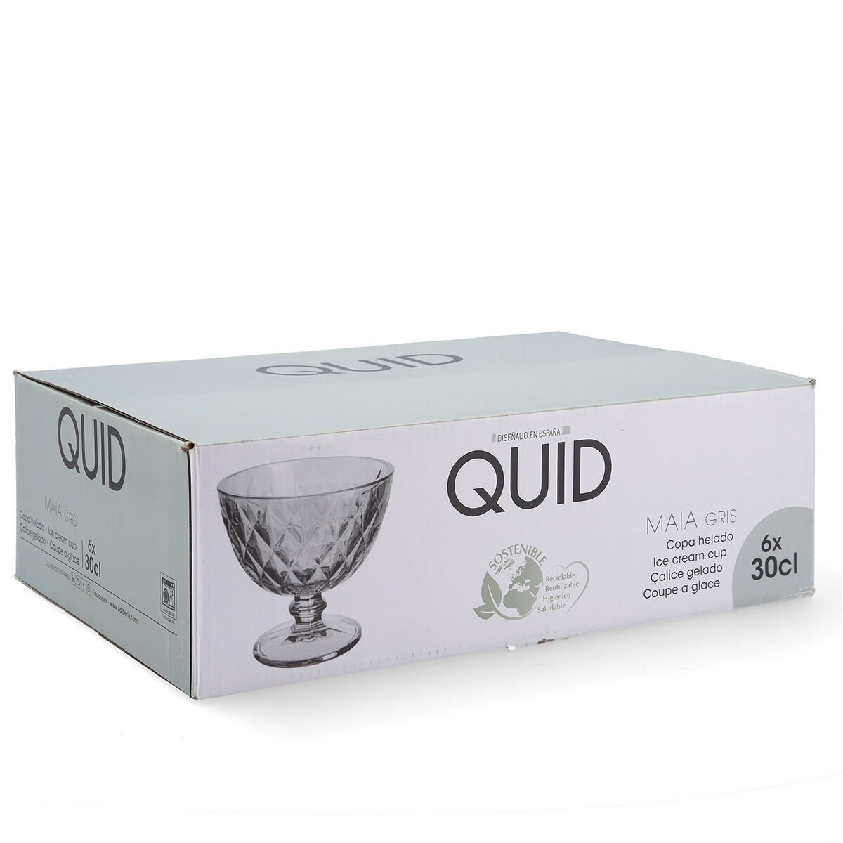 Copa de Helados y Batidos Quid Maia Gris Vidrio 300 ml (6 Unidades)