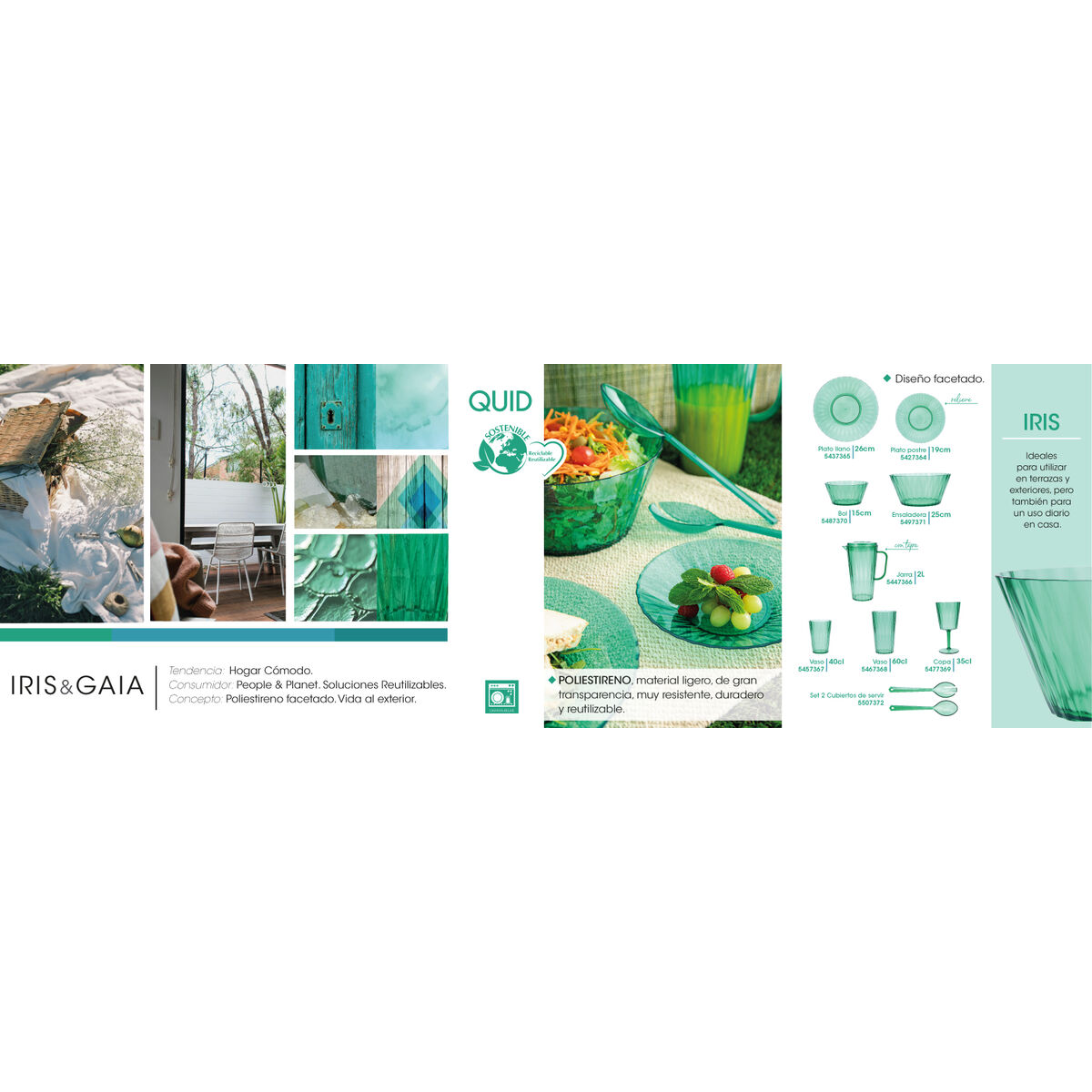 Copa Quid Iris Verde Plástico 350 ml (12 Unidades)