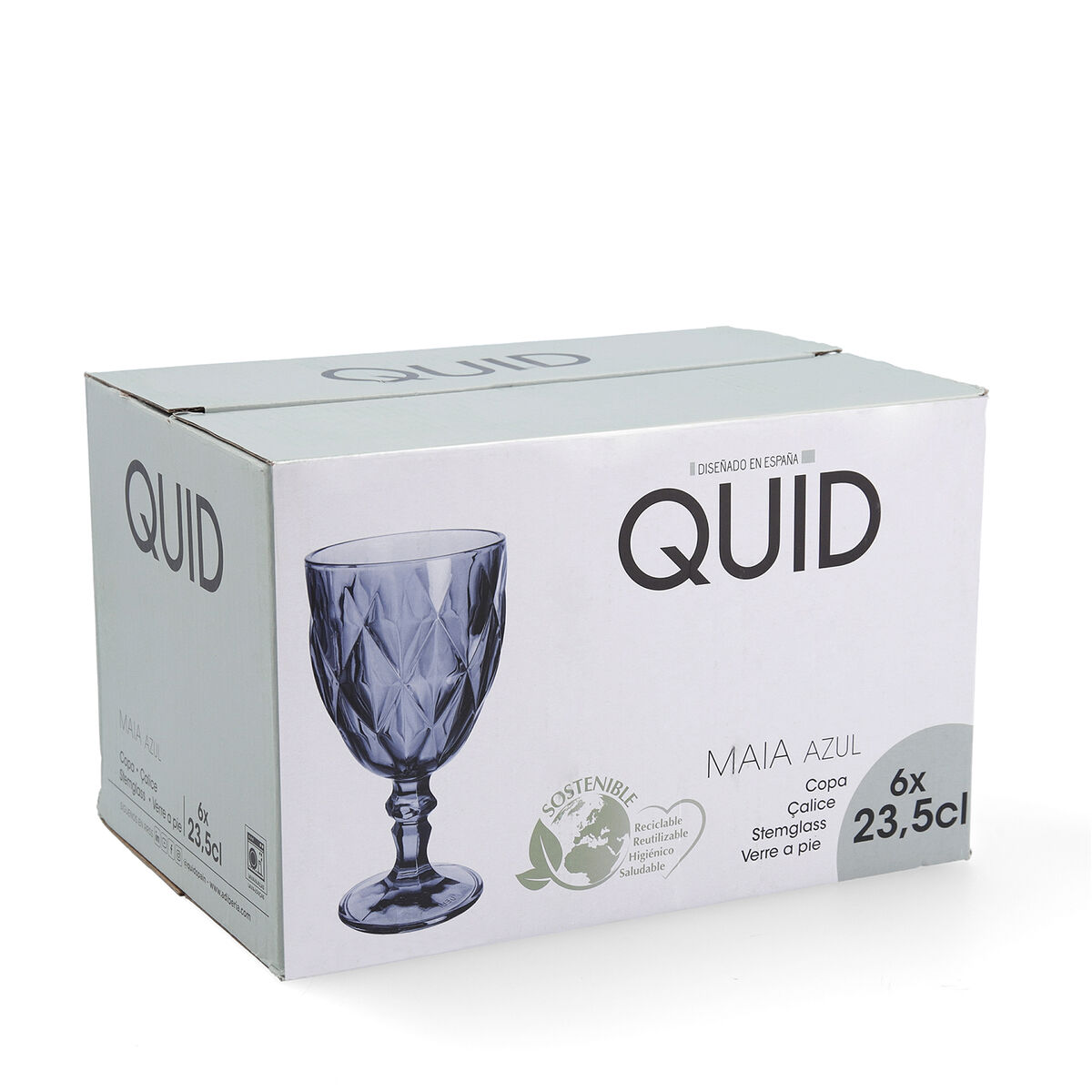 Copa Quid Maia Azul Vidrio 235 ml (6 Unidades)