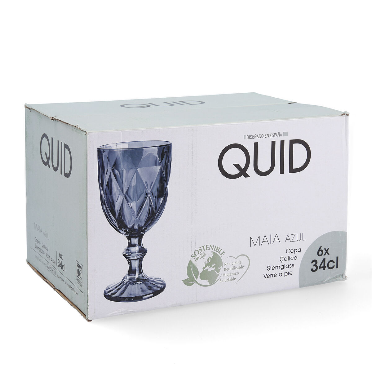 Copa Quid Maia Azul Vidrio 340 ml (6 Unidades)
