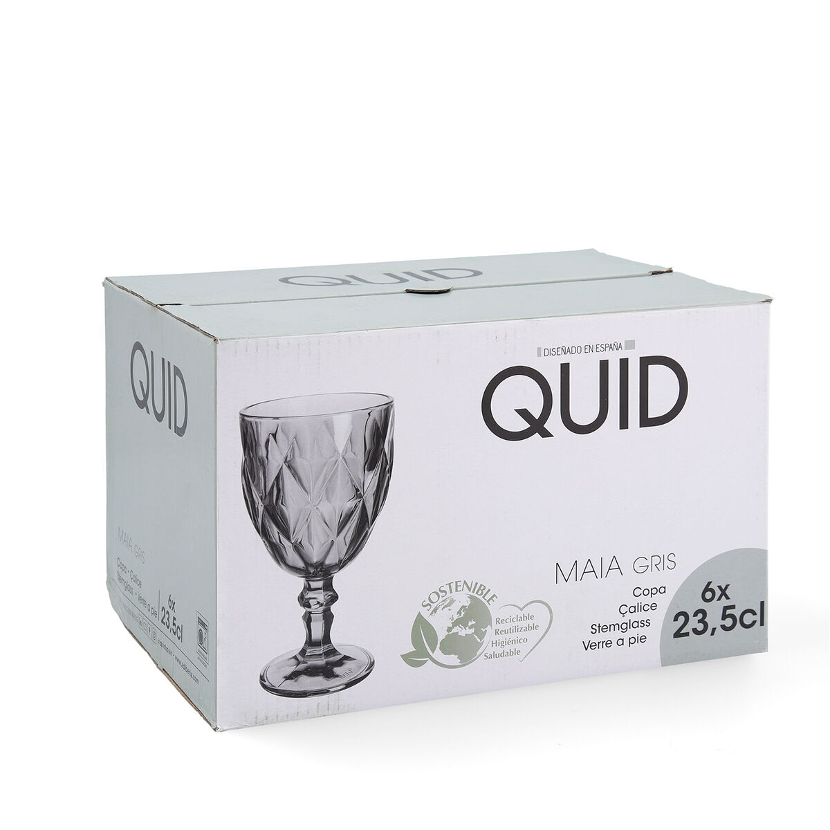 Copa Quid Maia Azul Vidrio 235 ml (6 Unidades)