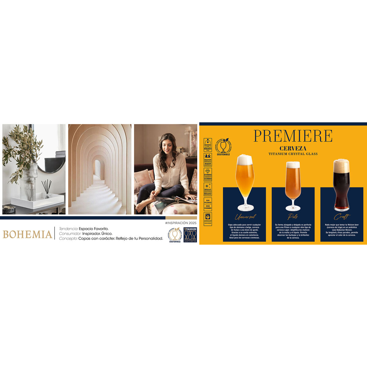 Copa Bohemia Crystal Premiere Universal Transparente Vidrio 630 ml Cerveza (6 Unidades)