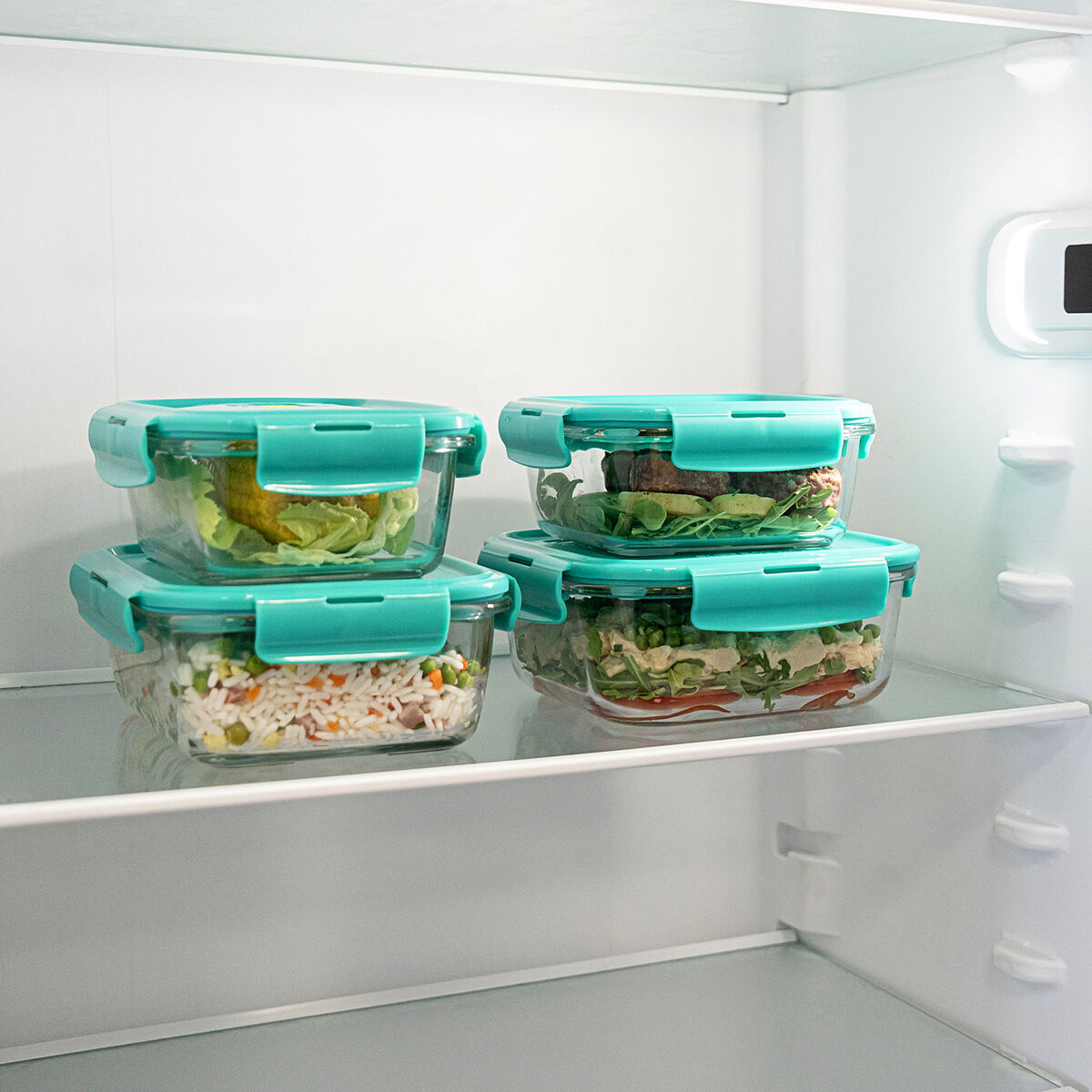 Fiambrera Hermética Luminarc Turquesa Turquesa Vidrio 820 ml (6 Unidades)
