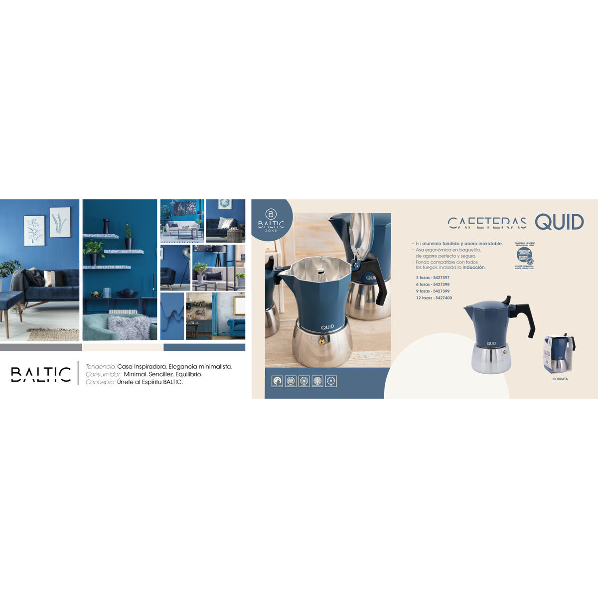 Cafetera Italiana Quid Baltic Blanco Metal 12 Tazas (6 Unidades)