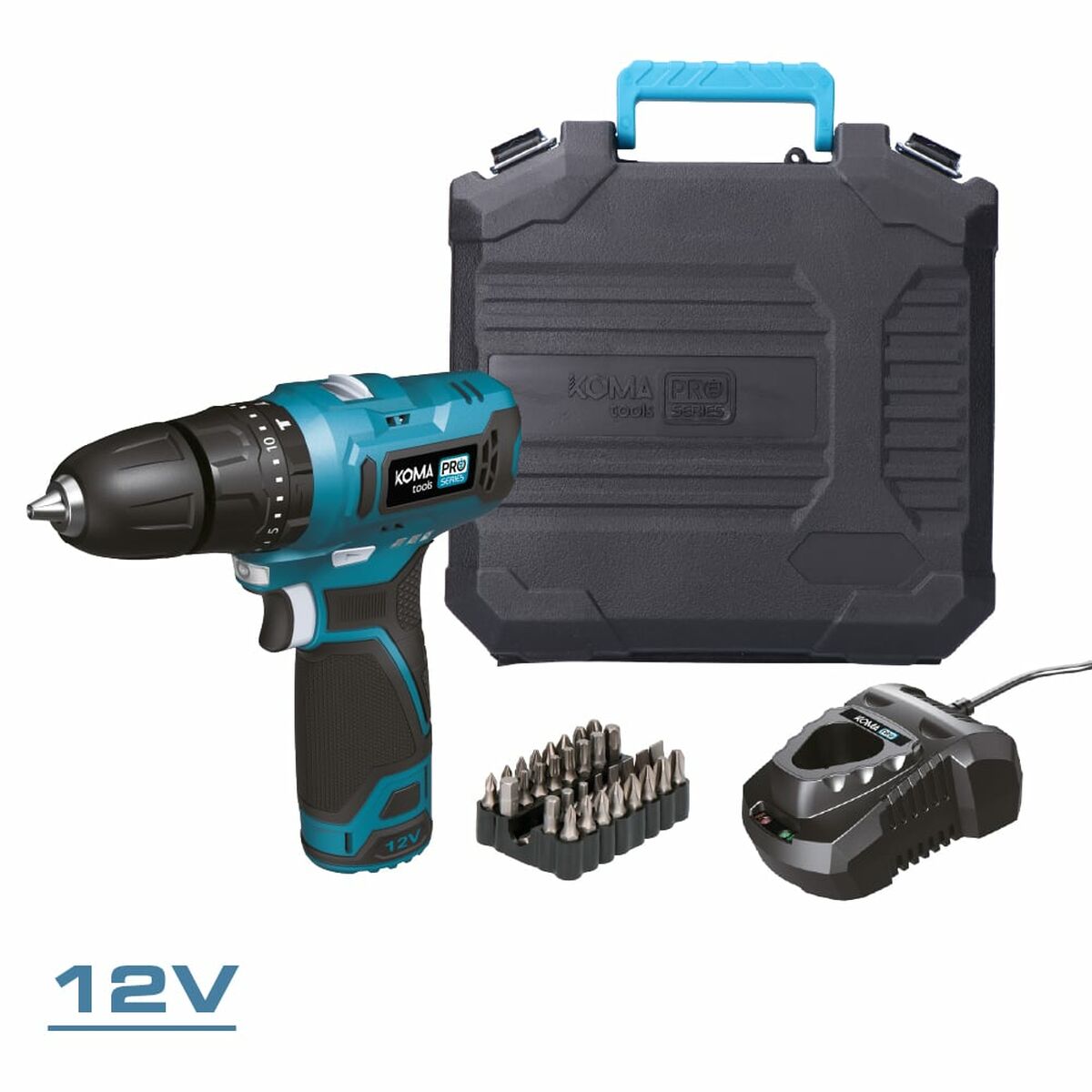 Set de taladro y accesorios Koma Tools 12 V