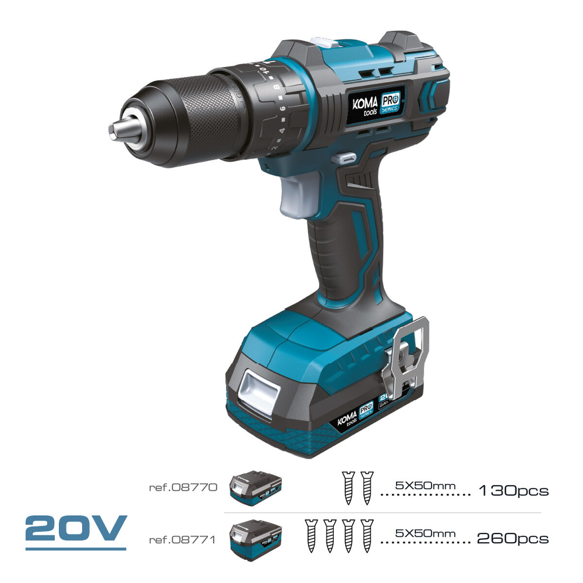 Set de taladro y accesorios Koma Tools