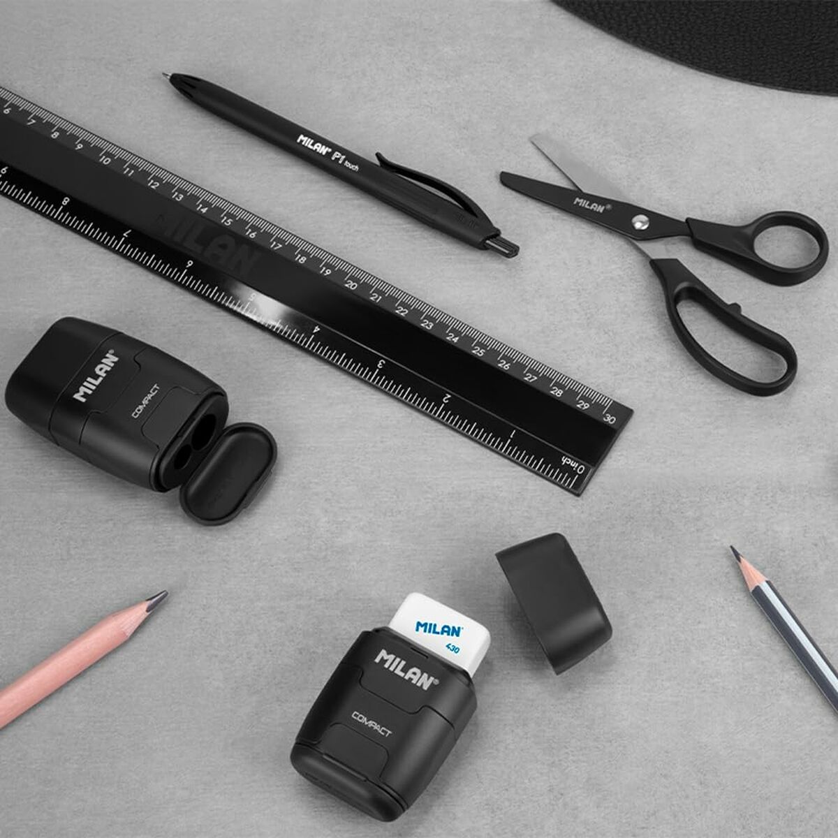 Sacapuntas Milan compactserie especial shadow Negro Caucho