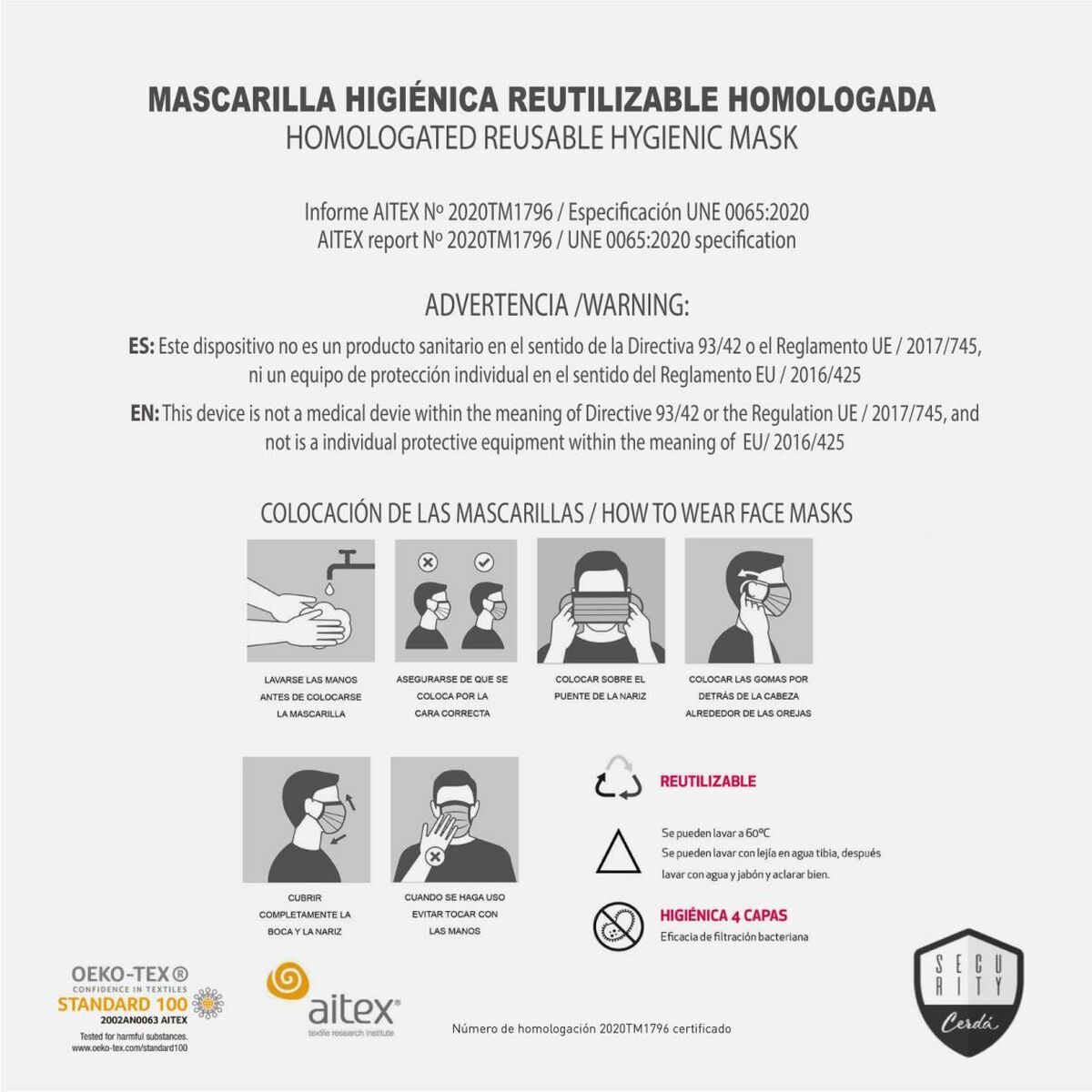 Mascarilla Higiénica de Tela Reutilizable Harry Potter black