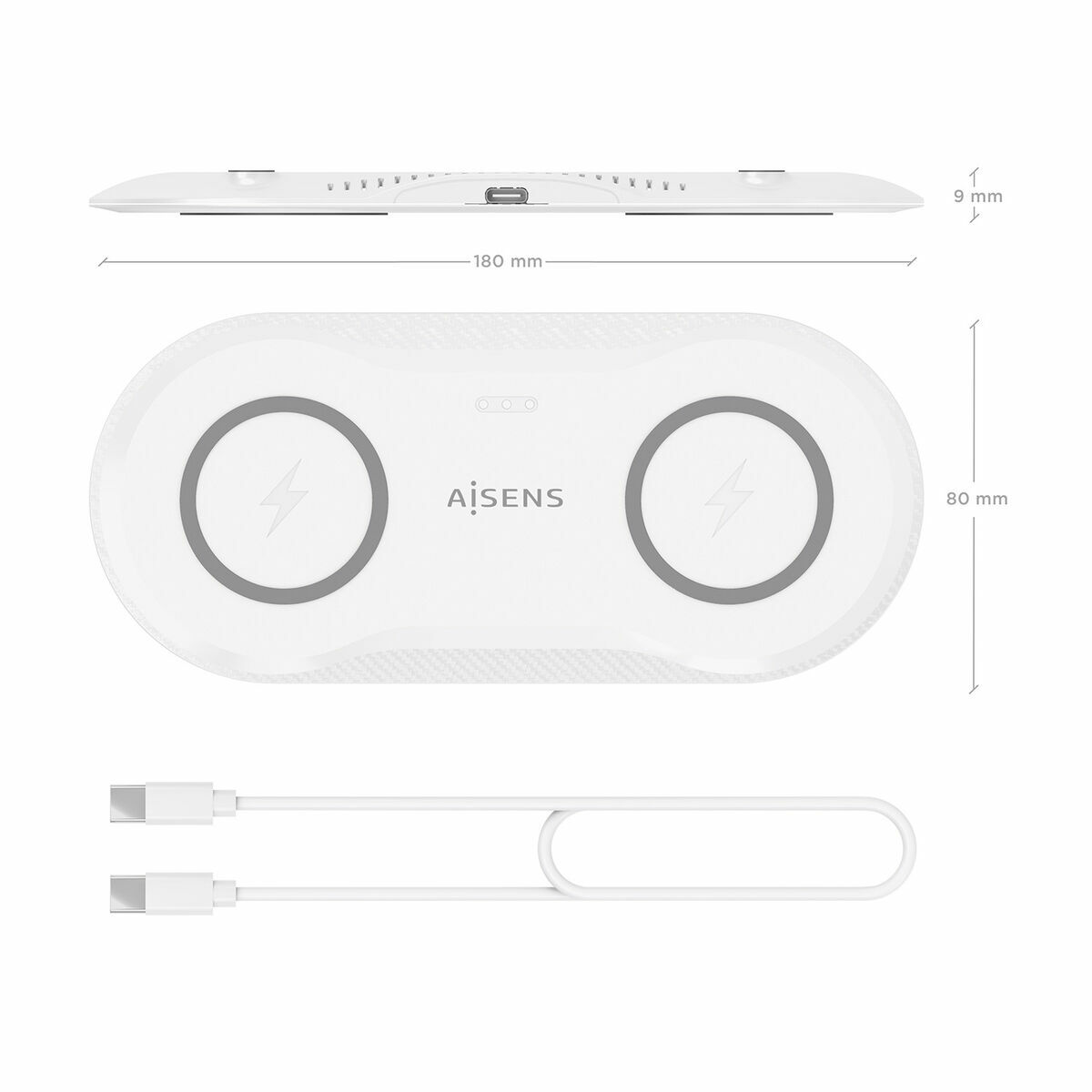 Cargador Inalámbrico Aisens ASCH-15W2WC059-W Blanco