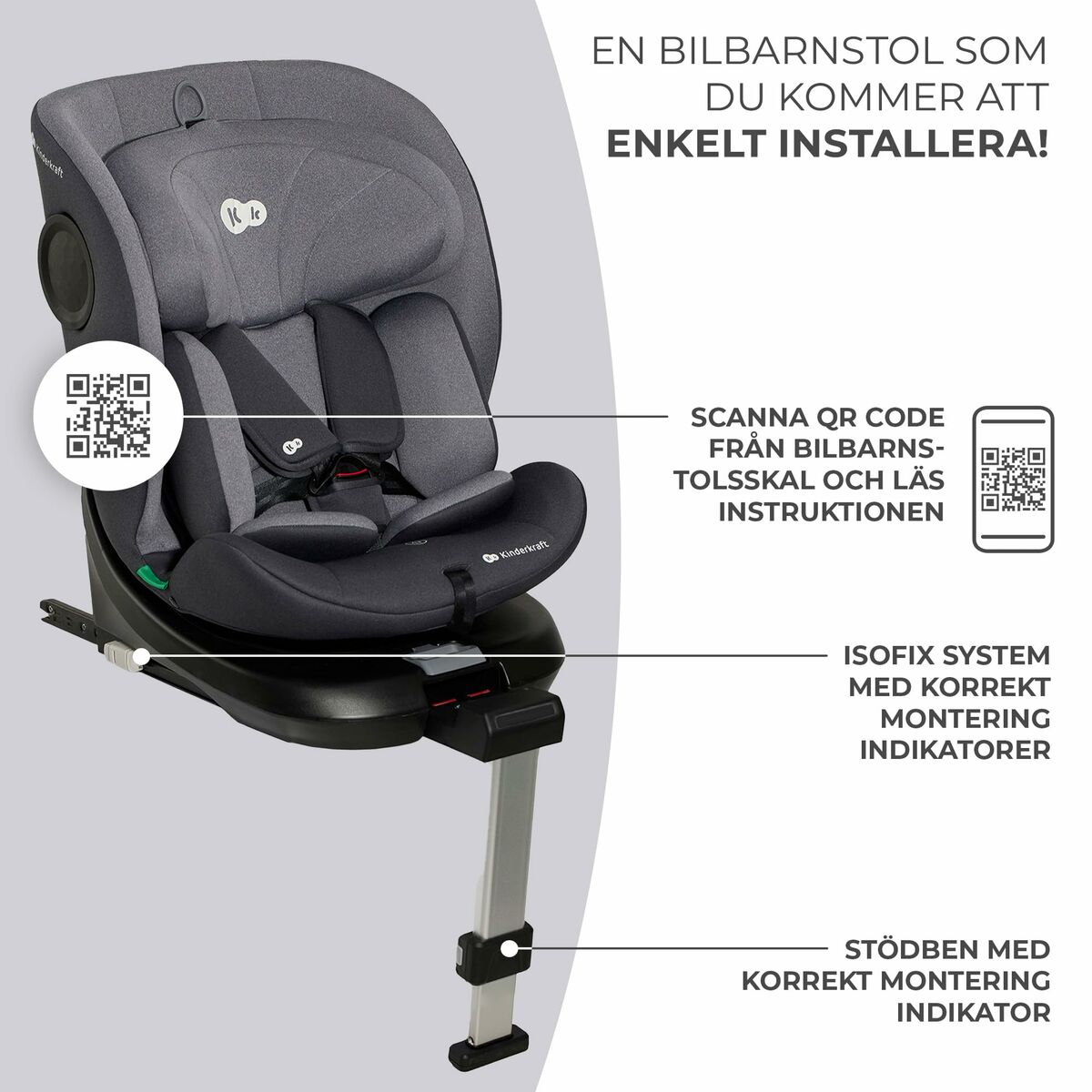 Silla para el Coche Kinderkraft KCI36000GRY0000 Gris