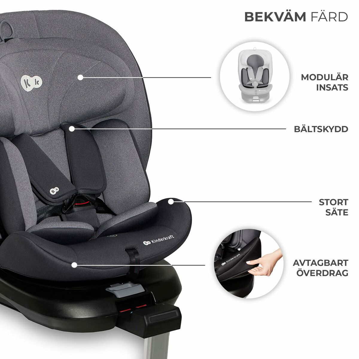 Silla para el Coche Kinderkraft KCI36000GRY0000 Gris