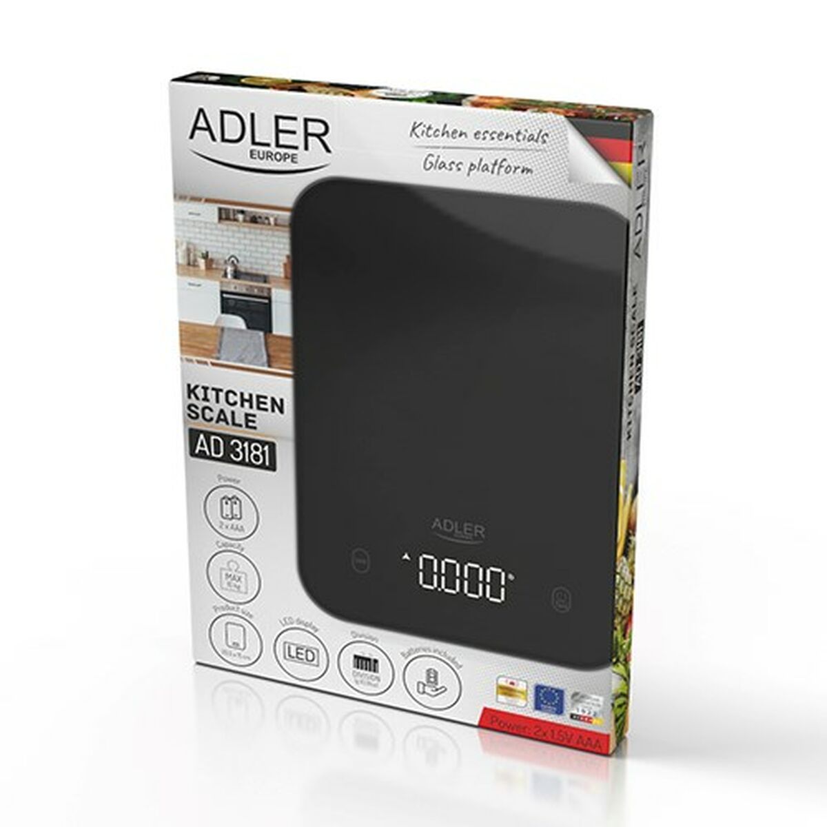 Báscula de Cocina Adler AD 3181b Negro 5 kg