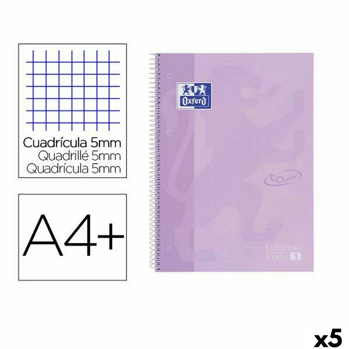 Libreta de Anillas Oxford A4 80 Hojas (5 Unidades)