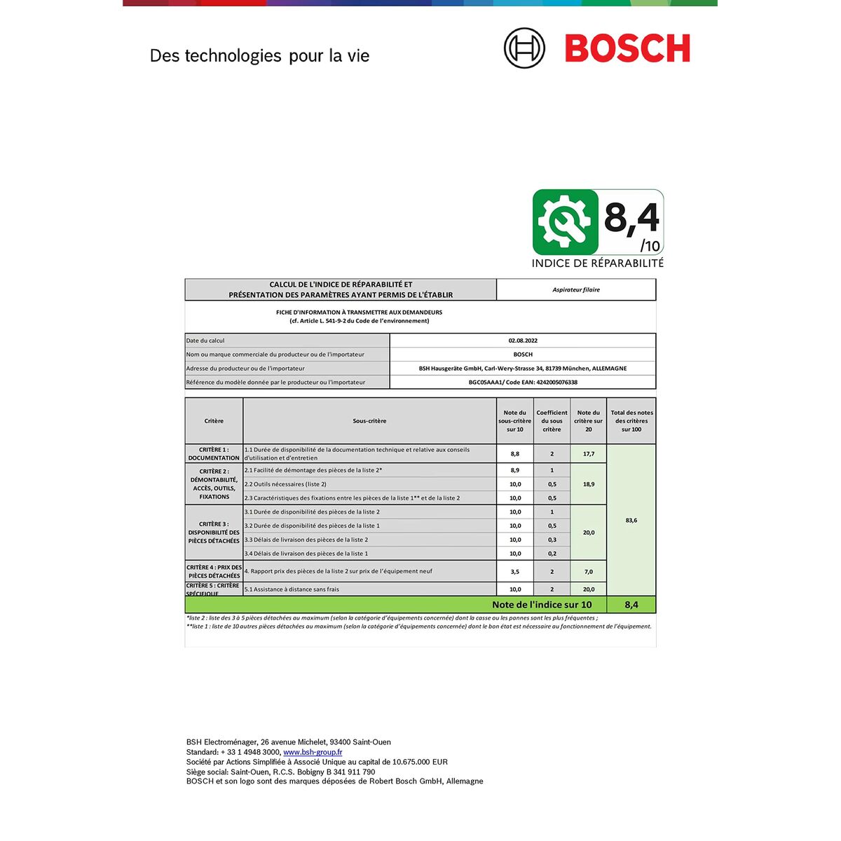 Aspirador Ciclónico BOSCH BGC05AAA1 700 W