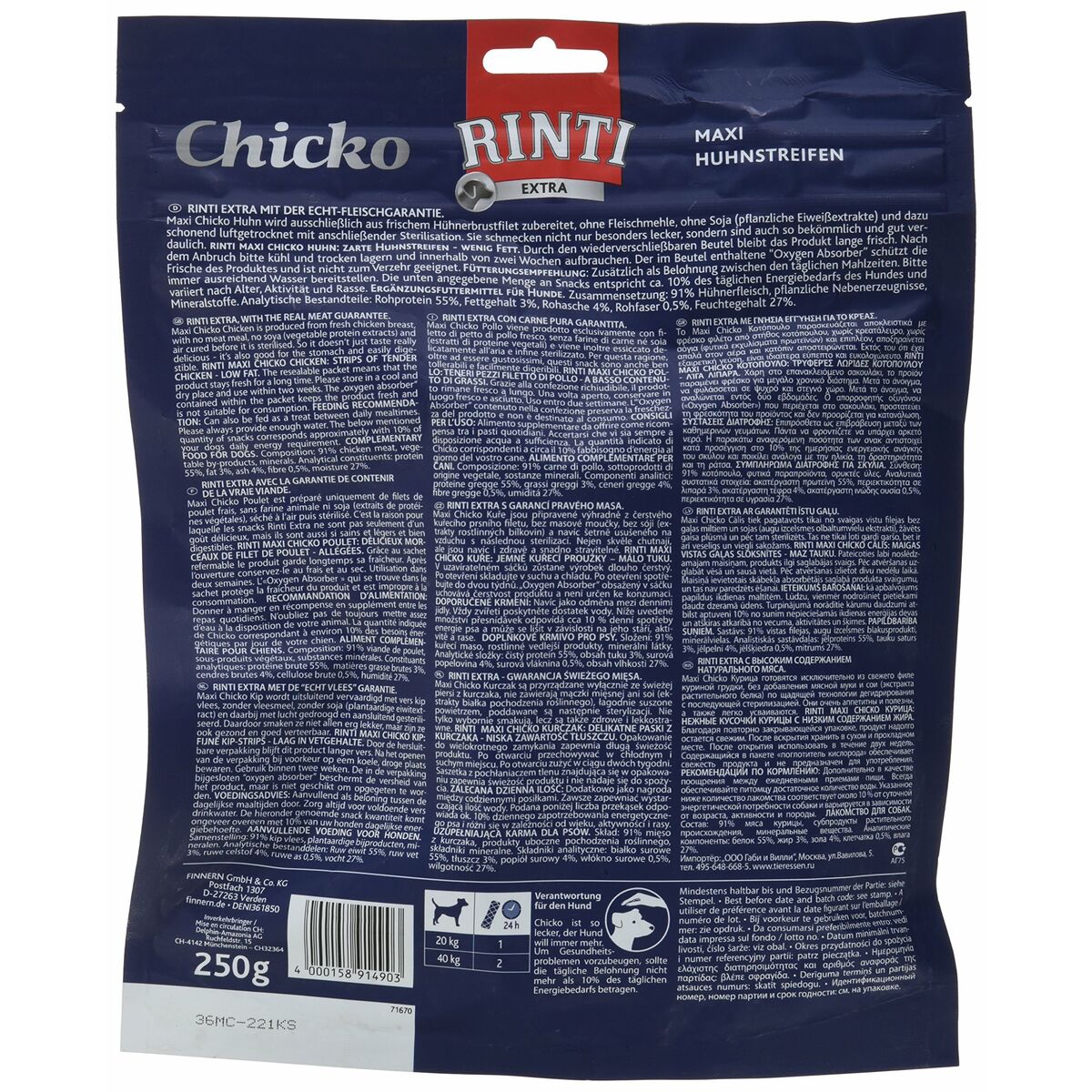 Snack para Perros Rinti Pollo 250 g