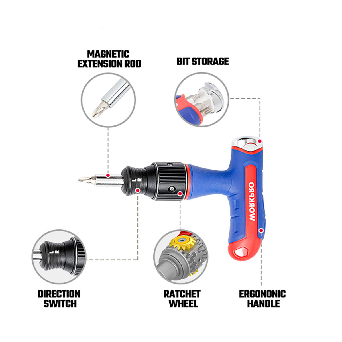 Destornillador de carraca Workpro 8 Piezas