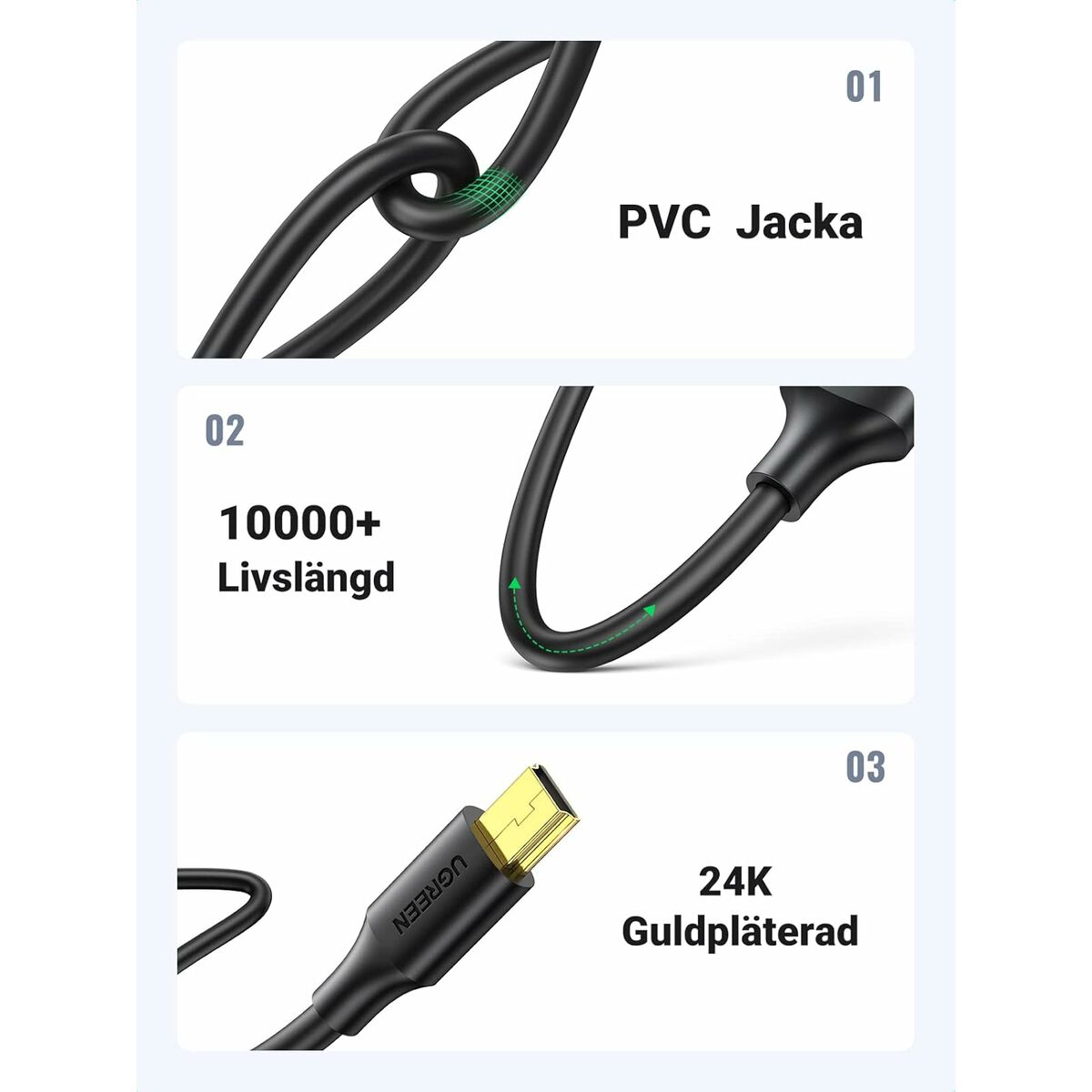 Cable USB 2.0 A a Mini USB B Ugreen 30472 Negro