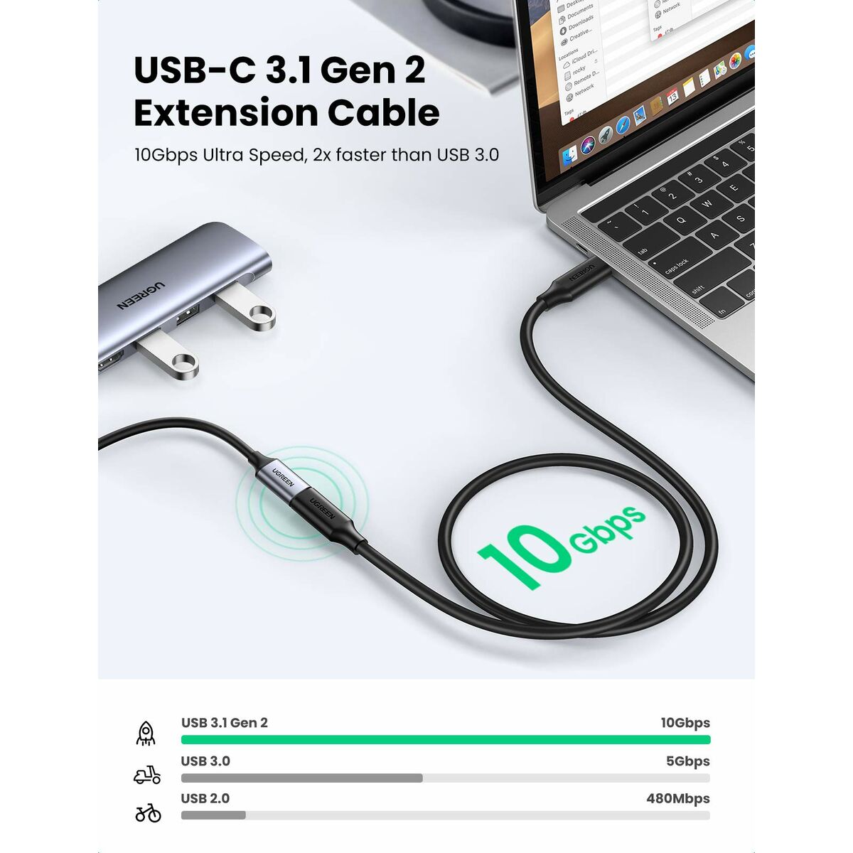 Cable USB-C 3.1 Ugreen 10387 Negro 1 m