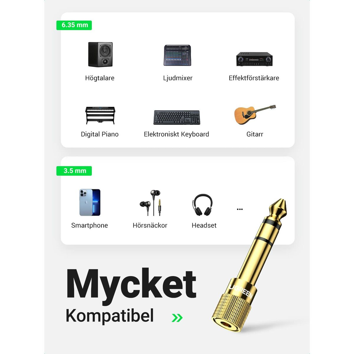 Adaptador Audio Jack Ugreen 20503