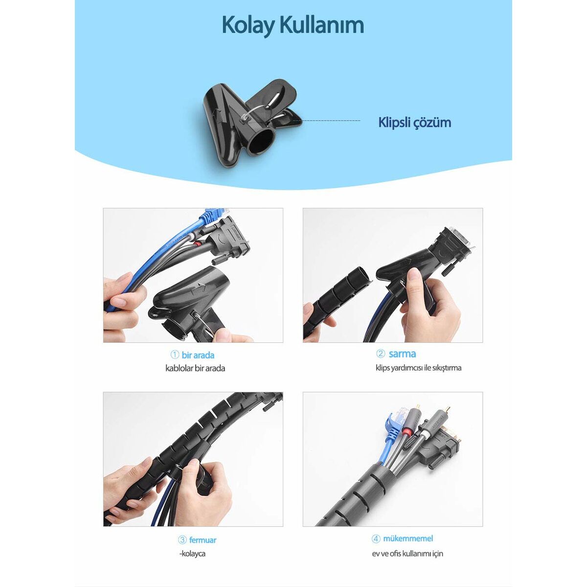 Bridas para cables Ugreen 30818 Verde Polietileno Plástico