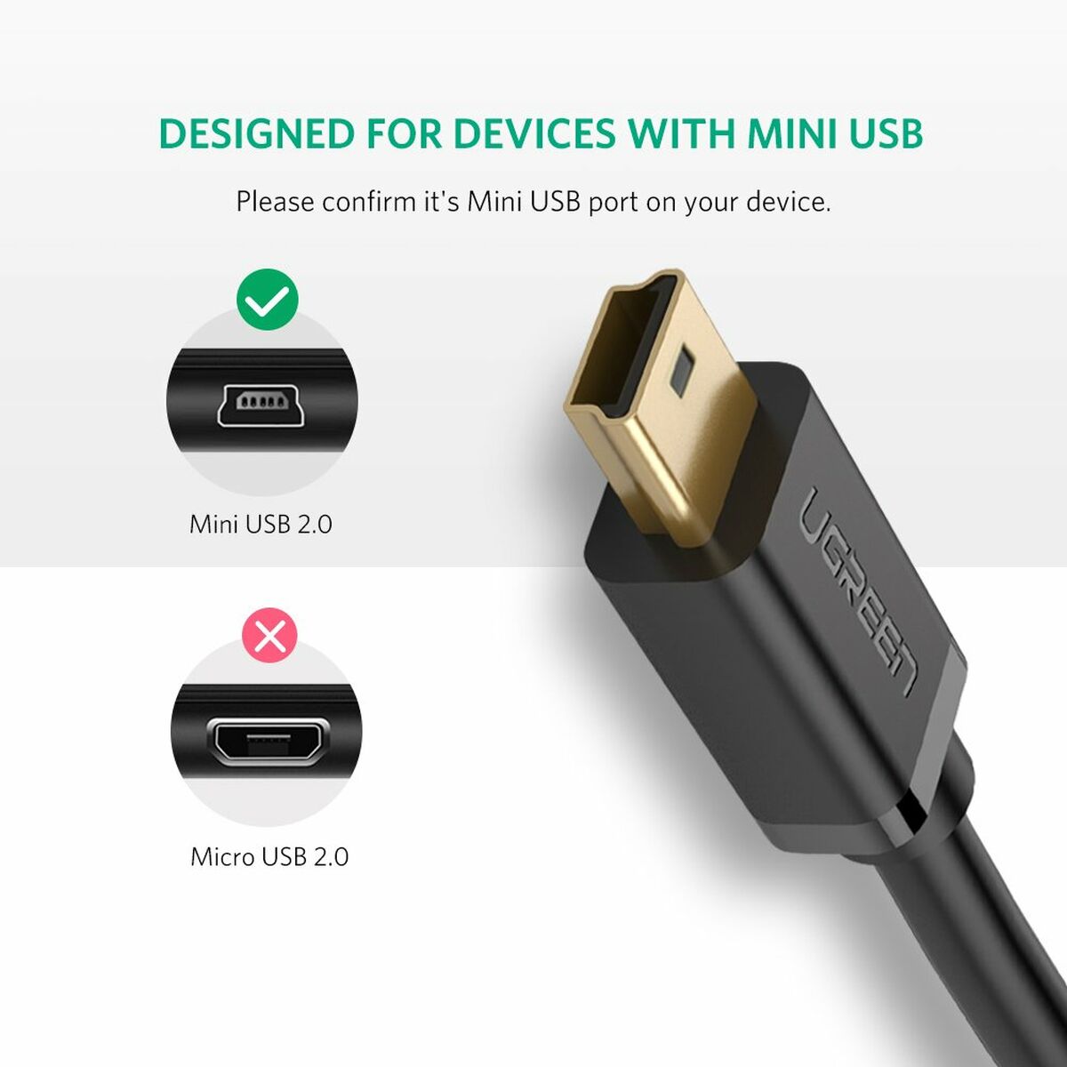 Cable USB a Mini USB Ugreen 10385 Negro