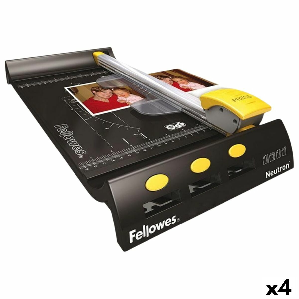 Cizalla de Rodillo Fellowes NEUTRON Negro Plateado A4 (4 Unidades)