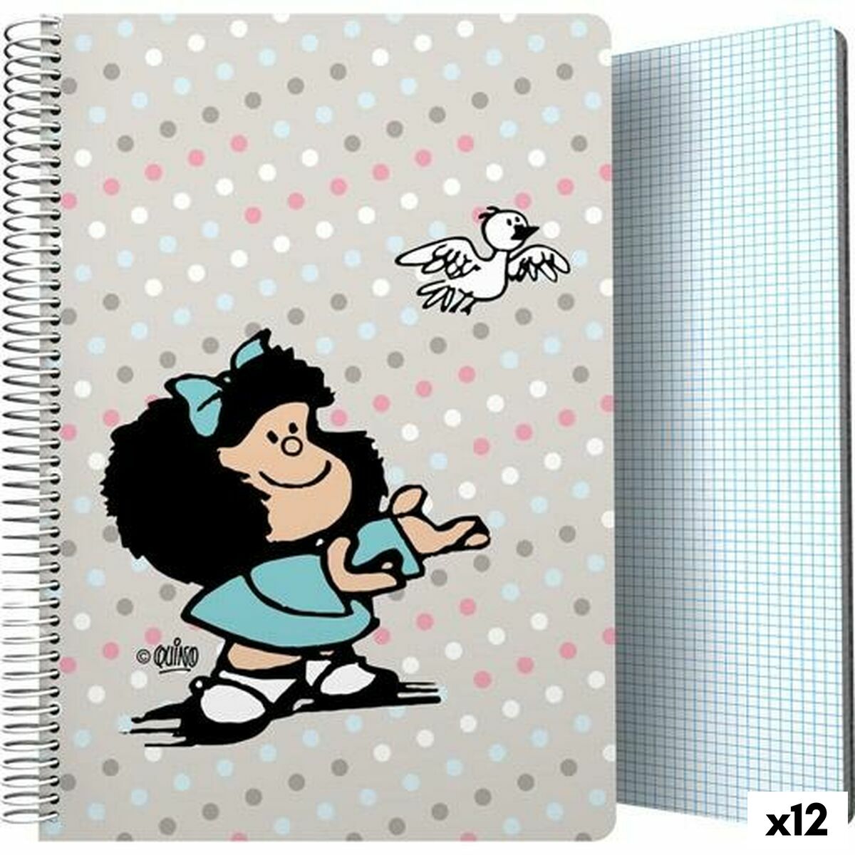 Cuaderno Mafalda Bird Multicolor Din A4 80 Hojas (12 Unidades)