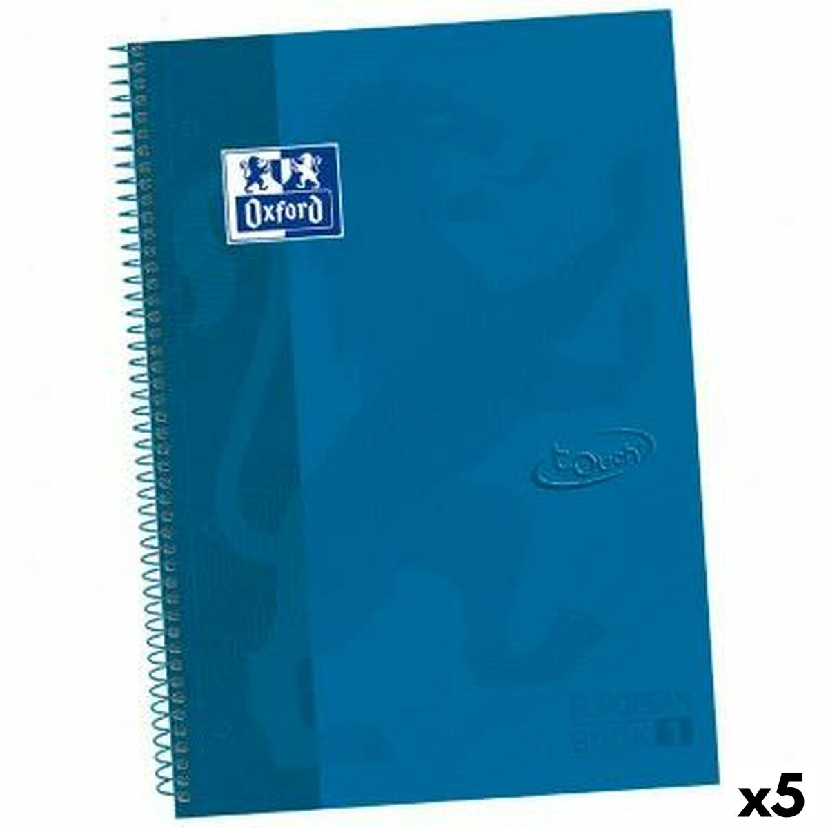 Libreta de Anillas Oxford TOUCH EUROPEANBOOK Azul A4+ 80 Hojas (5 Unidades)