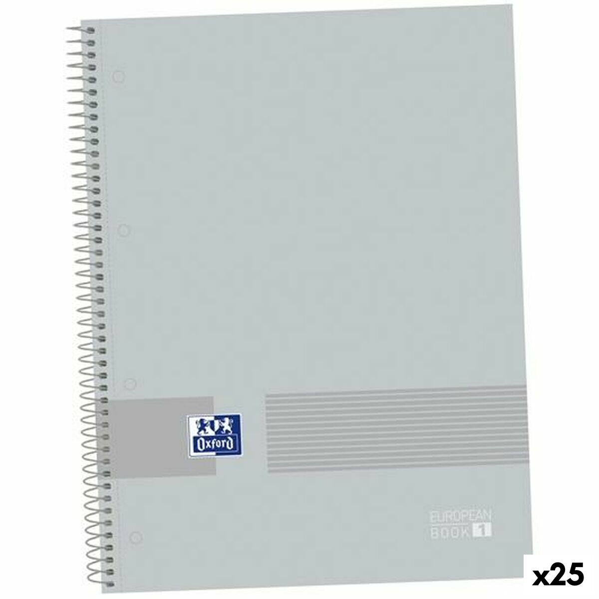 Set de Cuadernos Oxford &YOU EUROPEANBOOK Gris A4+ 80 Hojas 5 Piezas (25 Unidades)