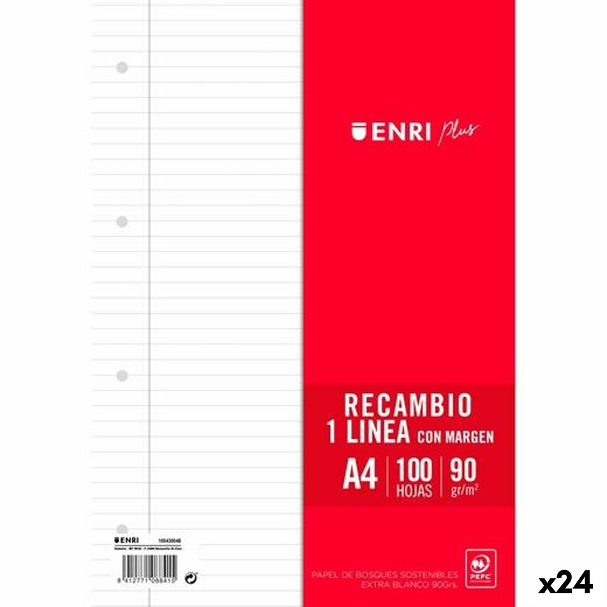 Hojas de repuesto ENRI Blanco A4 100 Hojas (24 Unidades)