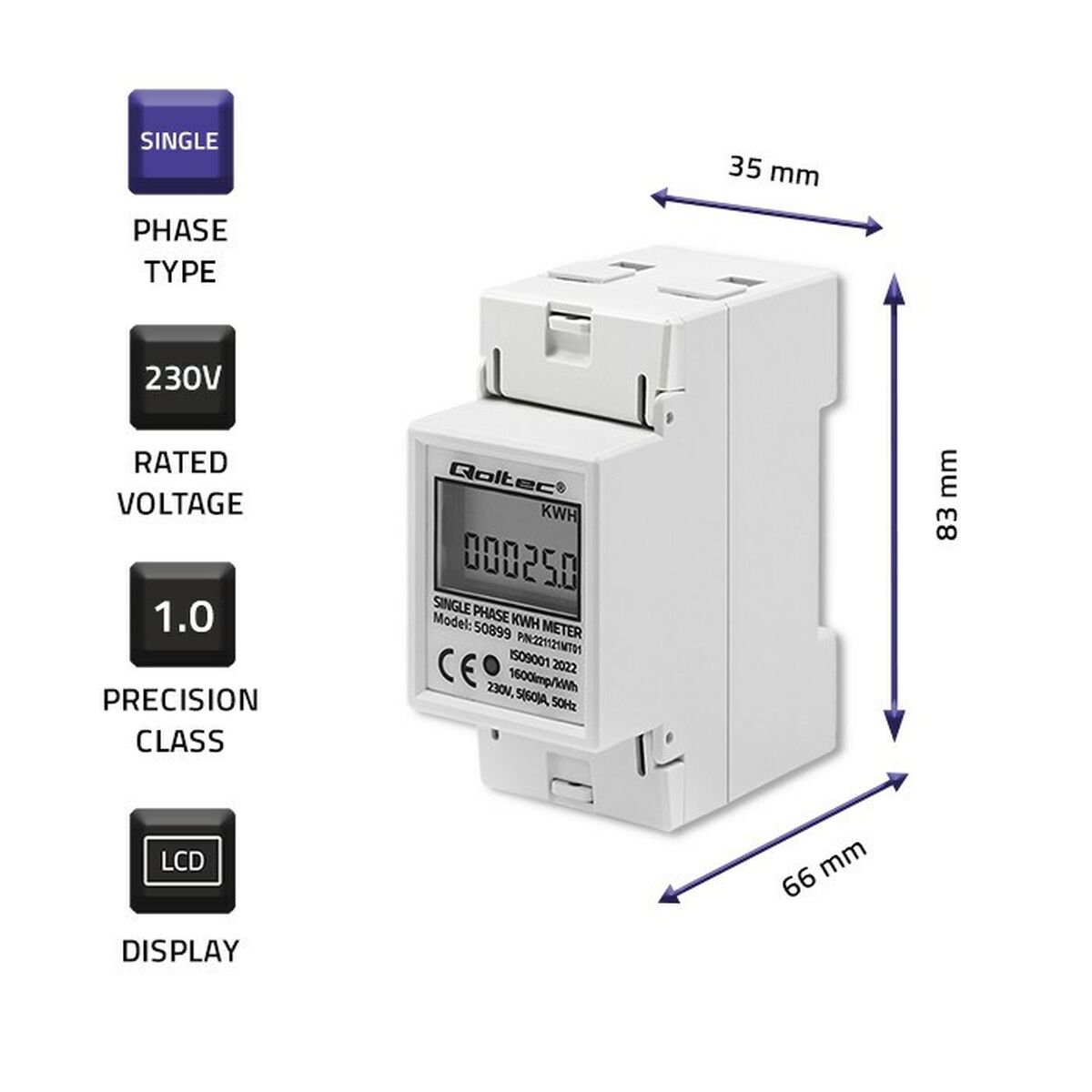 Contador de Consumo de Energía Qoltec 50899