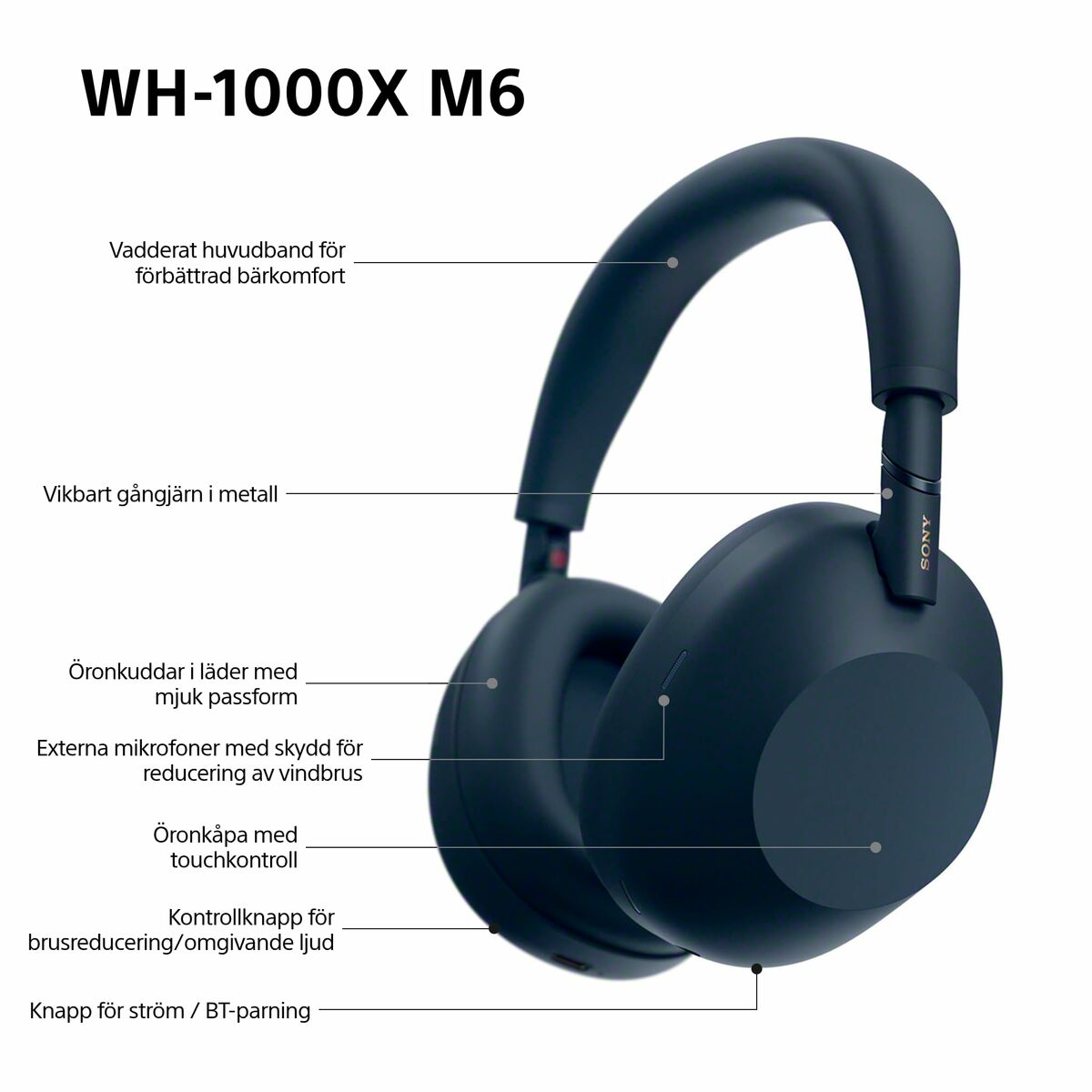 Auriculares Bluetooth Sony WH1000XM6L.CE7 Azul Negro Midnight Blue