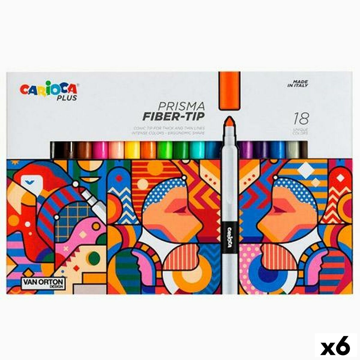 Set de Rotuladores Carioca Prisma Multicolor 18 Piezas (6 Unidades)